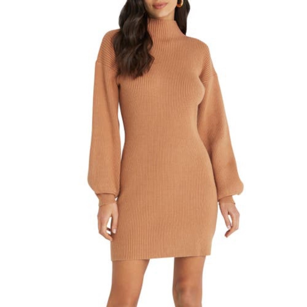 Vici Collection Funnel Neck Ribbed Sweater Dress